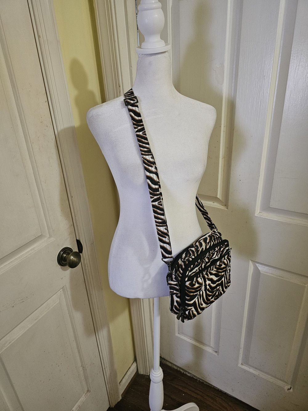 lug Zebra-Print Crossbody Bag - Black & Cream